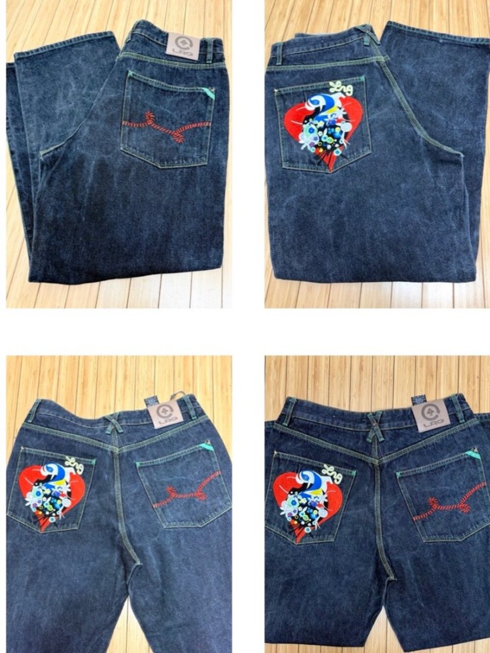 RARE!  Embroidered Love Heart RG Lifted Research Group Mens  Indigo Denim 36"x30 - Picture 16 of 16